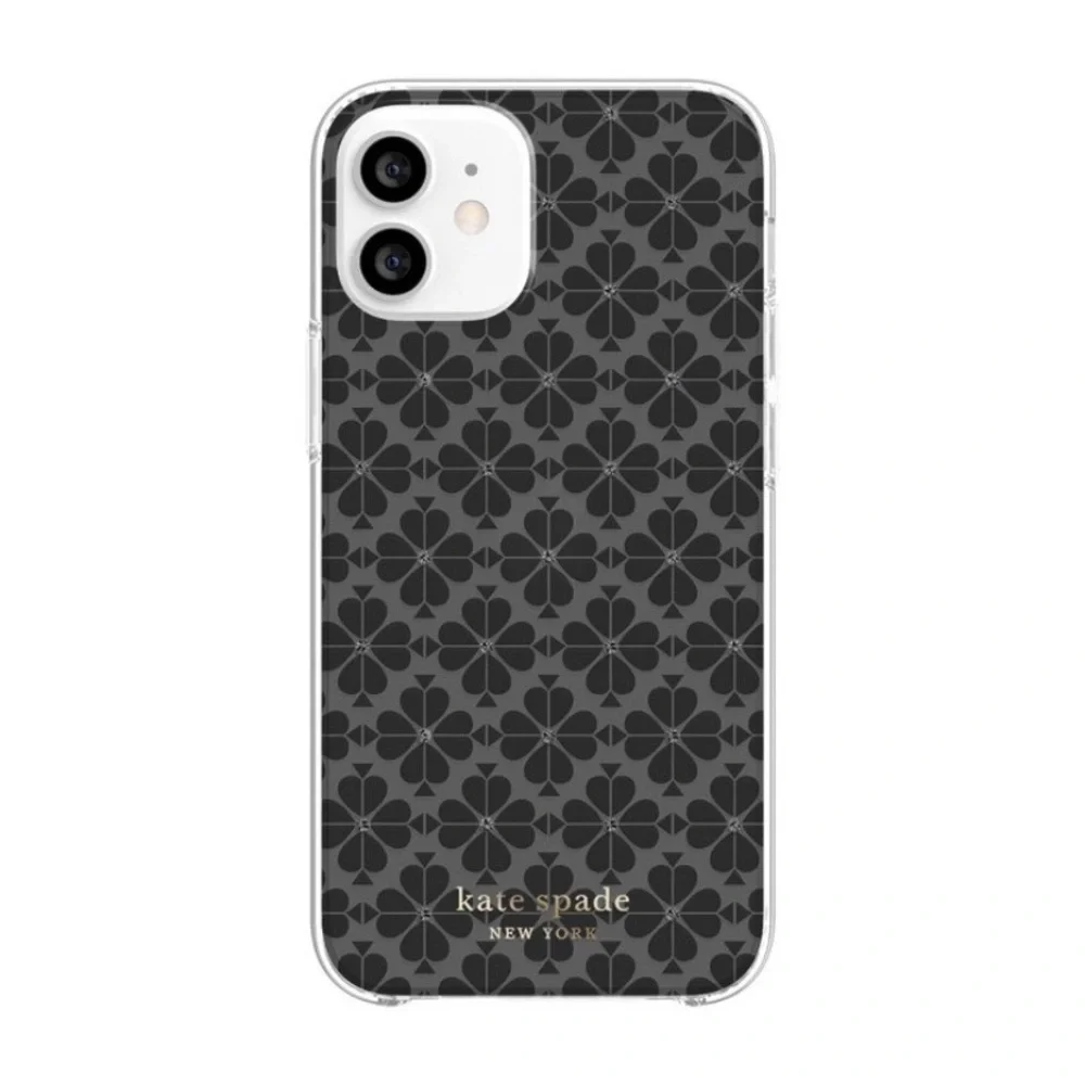 Kate Spade Apple iPhone 12 Mini Protective Hardshell Case in Black Spade